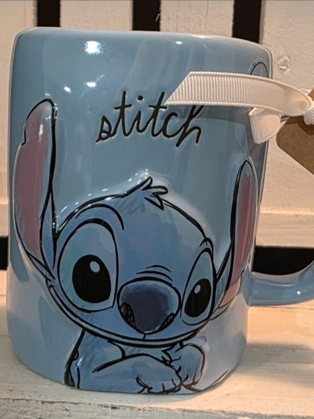 ♥️New! Rae Dunn Disney Stitch "OHANA" Ceramic Mug Set-Blue Ombre-